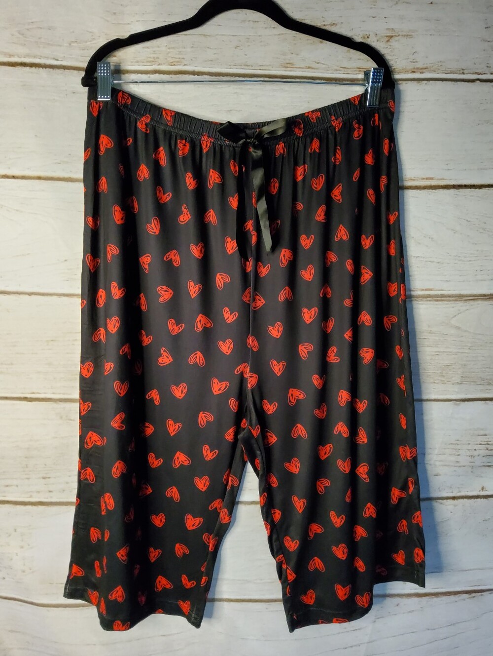 SHEIN Heart Print Pajama Pants Trio - Black, Cream, and Teal XXL - Picture 8 of 12